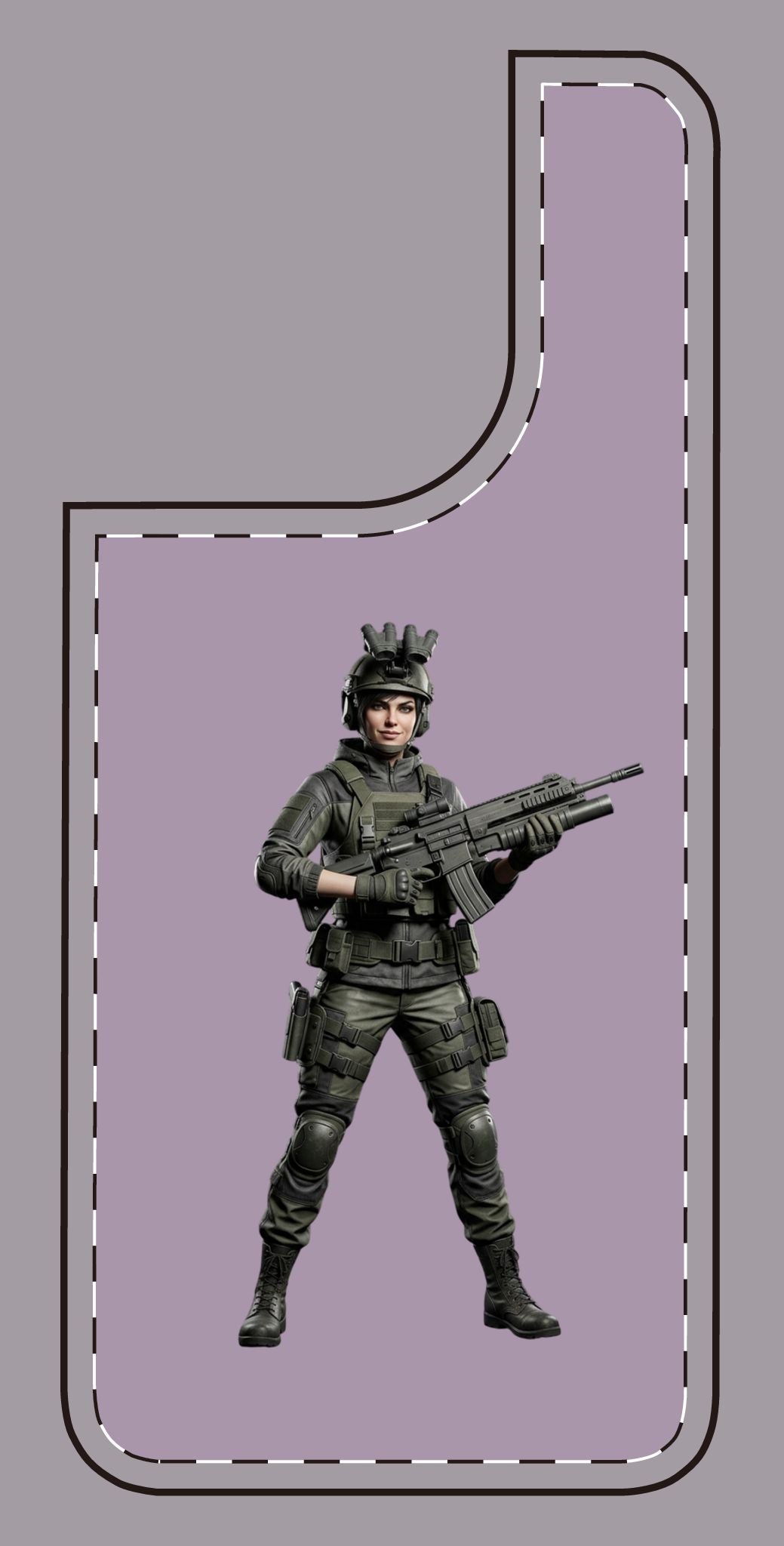 Tactical soldier gamer phone case – camera cut-out