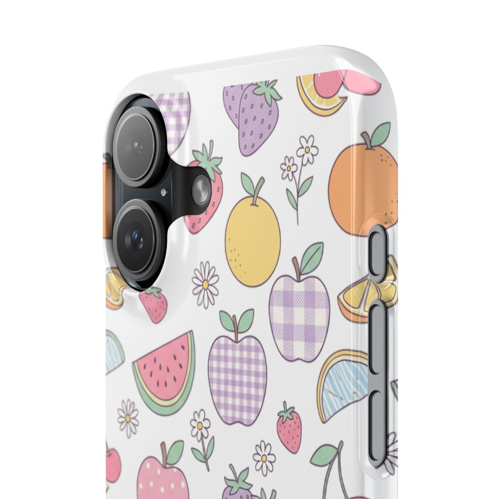 Pastel Fruit Slim iPhone Case — Watermelon, Apple & Strawberry