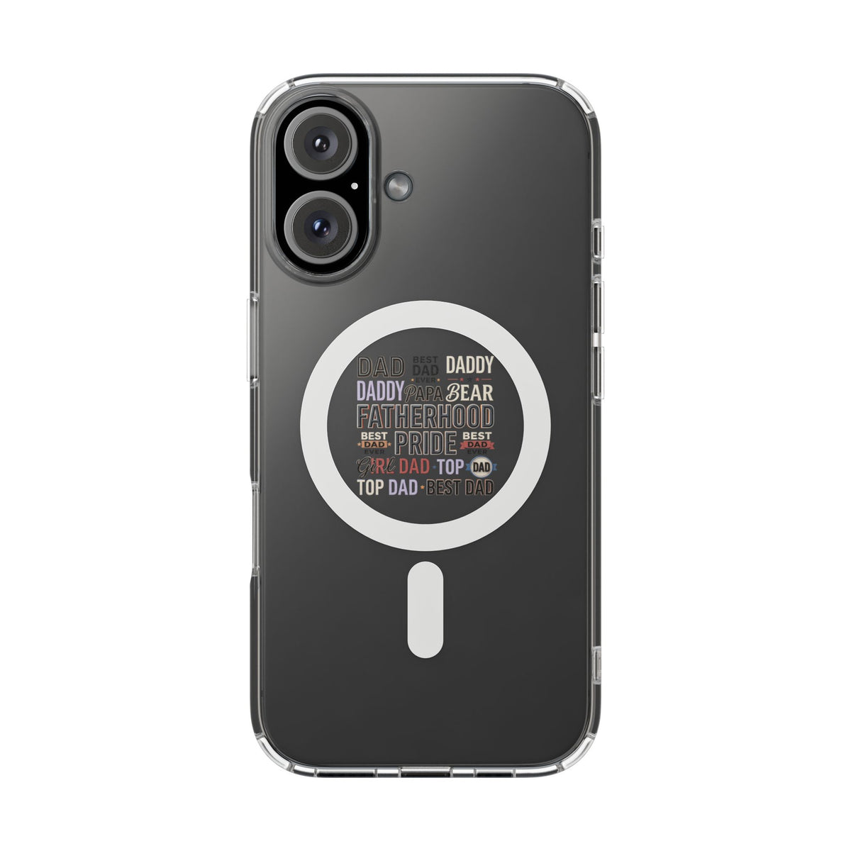 Top Dad clear MagSafe iPhone case – front view