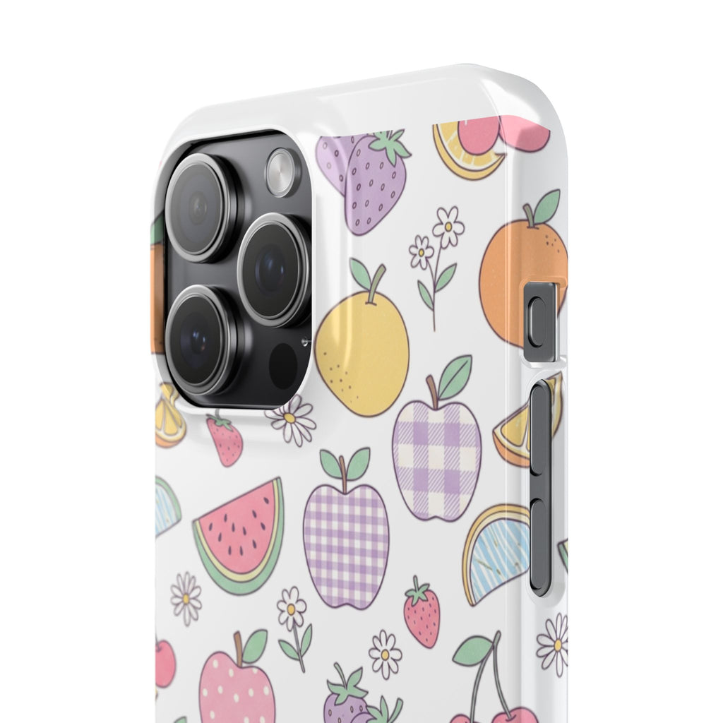 Pastel Fruit Slim iPhone Case — Watermelon, Apple & Strawberry