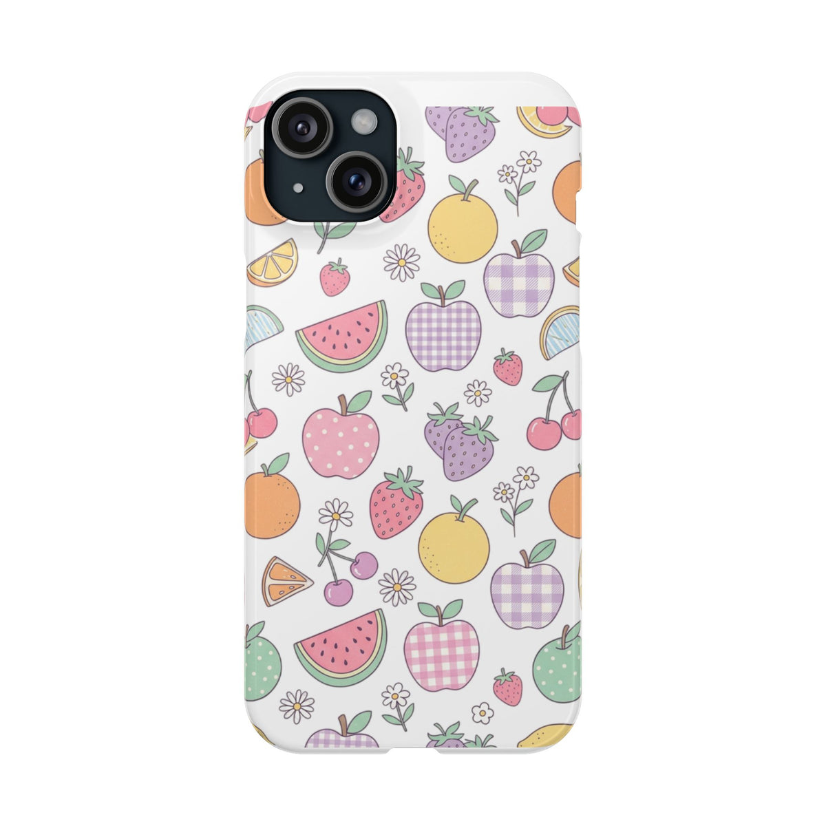 Cute pastel fruit iPhone case – detail of print