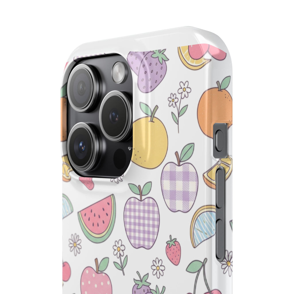 Pastel Fruit Slim iPhone Case — Watermelon, Apple & Strawberry