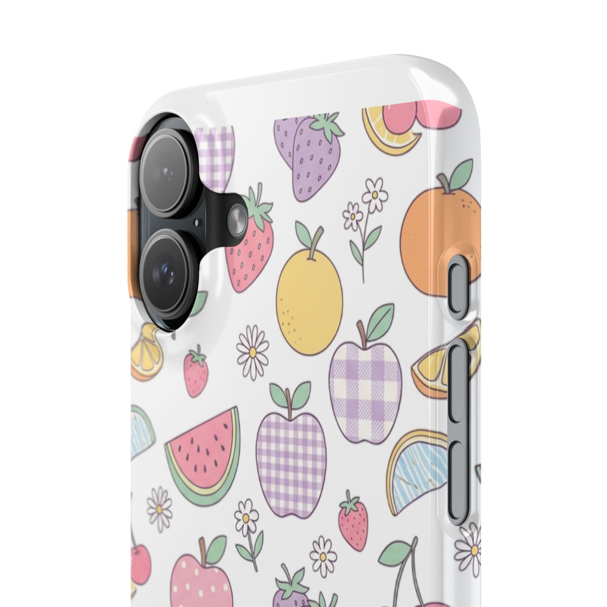 Pastel Fruit Slim iPhone Case — Watermelon, Apple & Strawberry