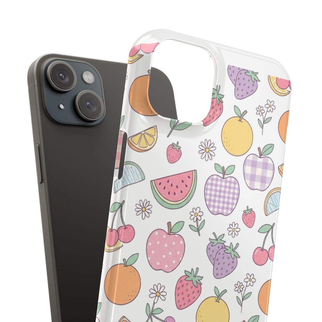 Pastel Fruit Slim iPhone Case — Watermelon, Apple & Strawberry