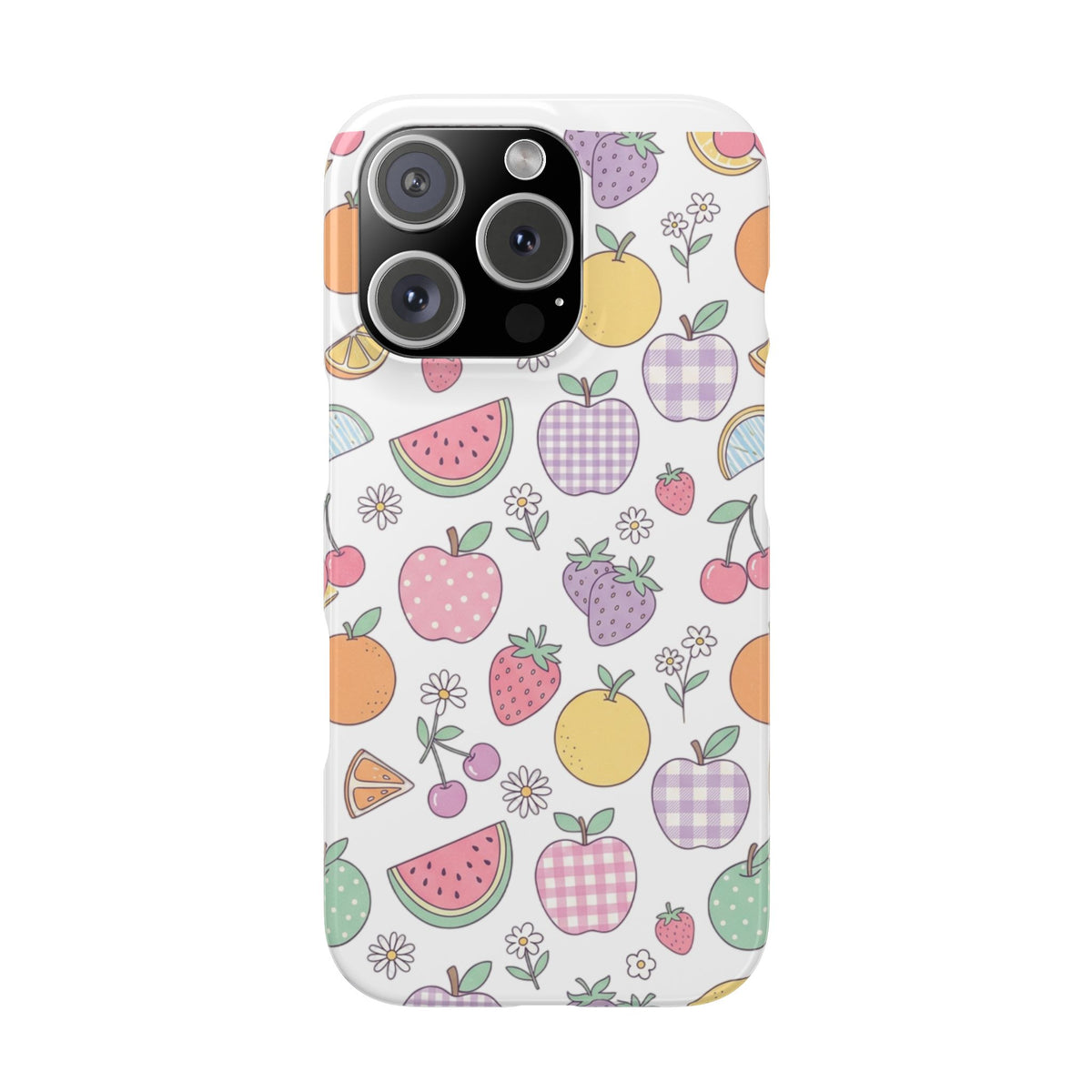 Pastel fruit phone case – camera cut-out
