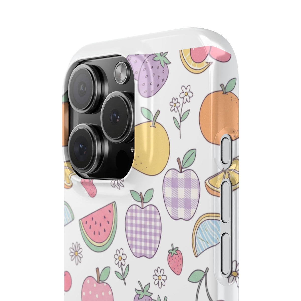 Pastel Fruit Slim iPhone Case — Watermelon, Apple & Strawberry