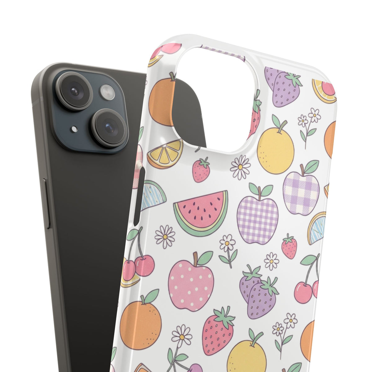 Pastel Fruit Slim iPhone Case — Watermelon, Apple & Strawberry