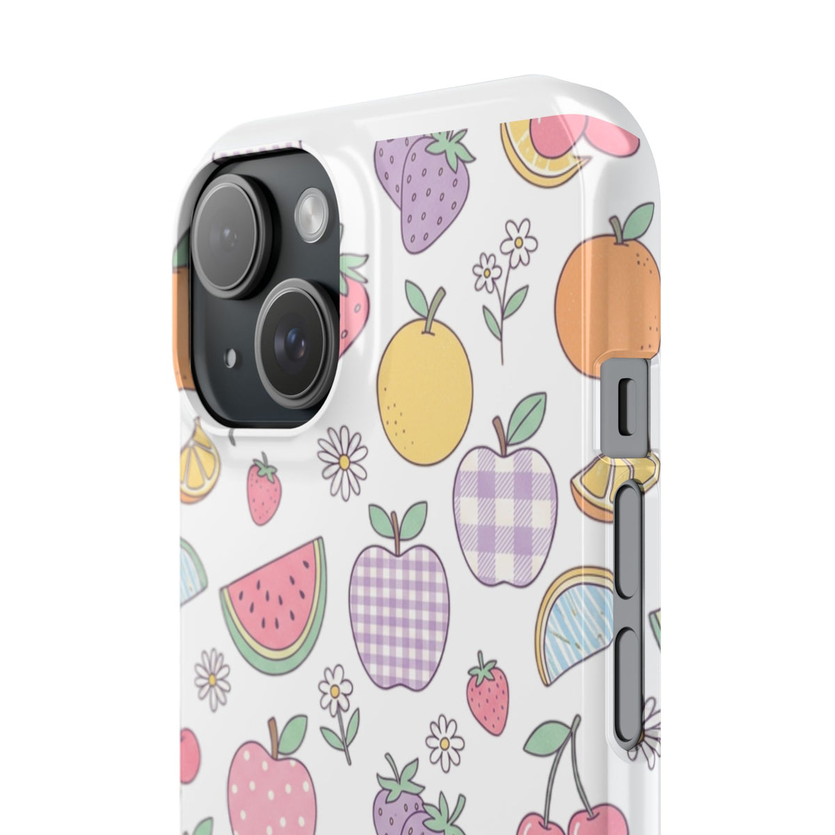 Pastel fruit slim iPhone case – edge detail