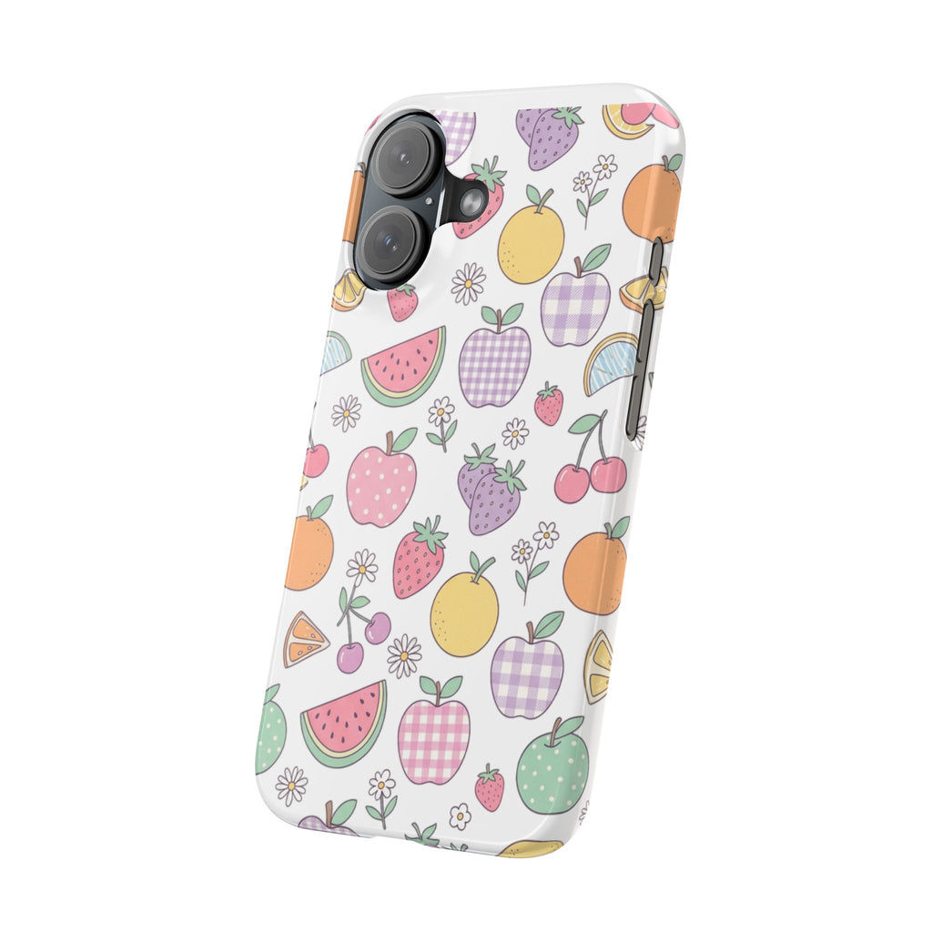 Pastel Fruit Slim iPhone Case — Watermelon, Apple & Strawberry