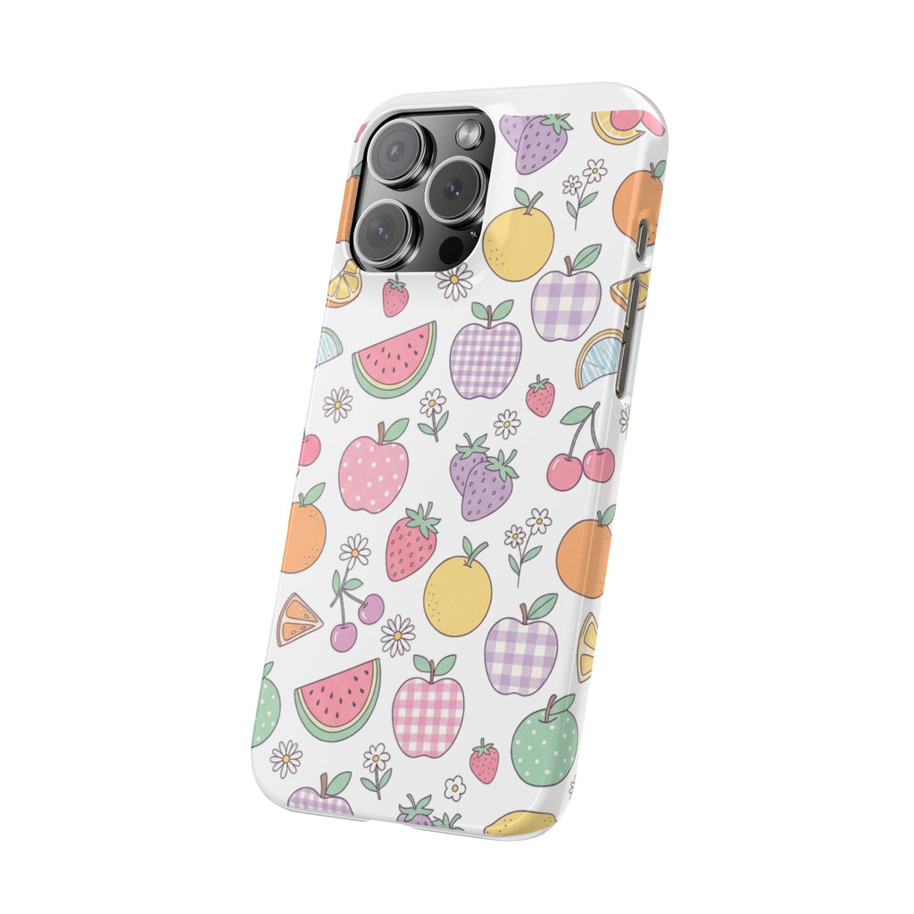 Pastel Fruit Slim iPhone Case — Watermelon, Apple & Strawberry