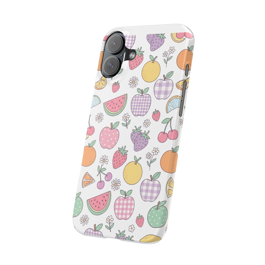 Pastel Fruit Slim iPhone Case — Watermelon, Apple & Strawberry
