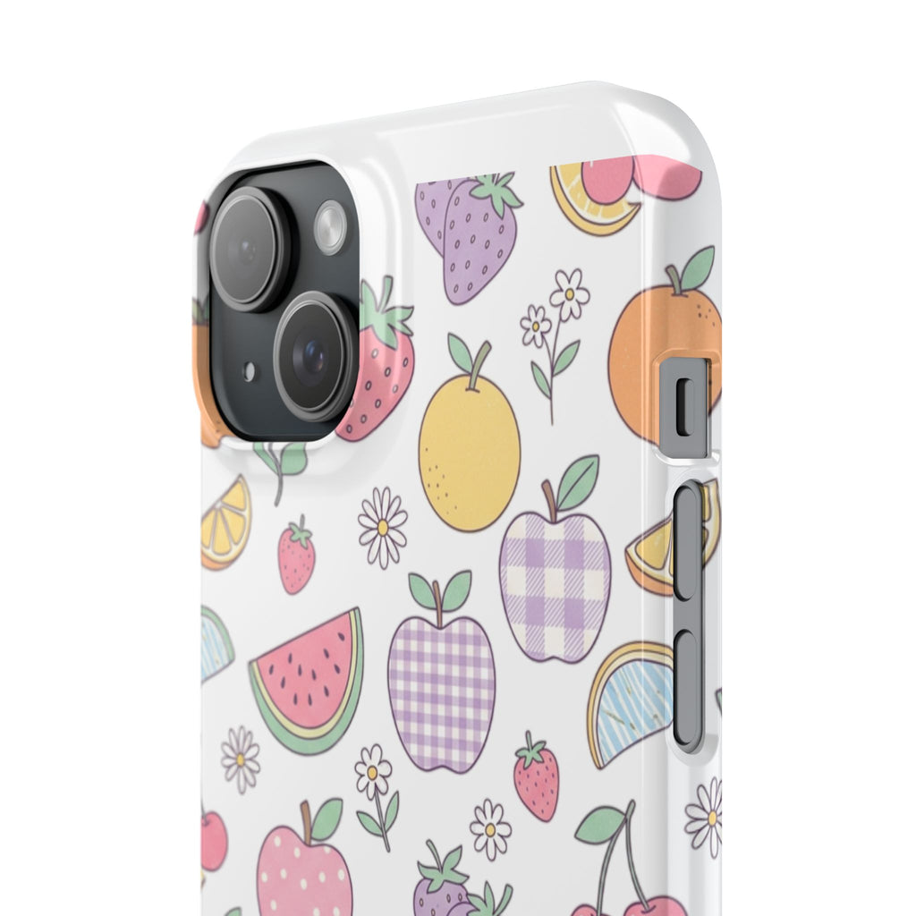 Pastel Fruit Slim iPhone Case — Watermelon, Apple & Strawberry