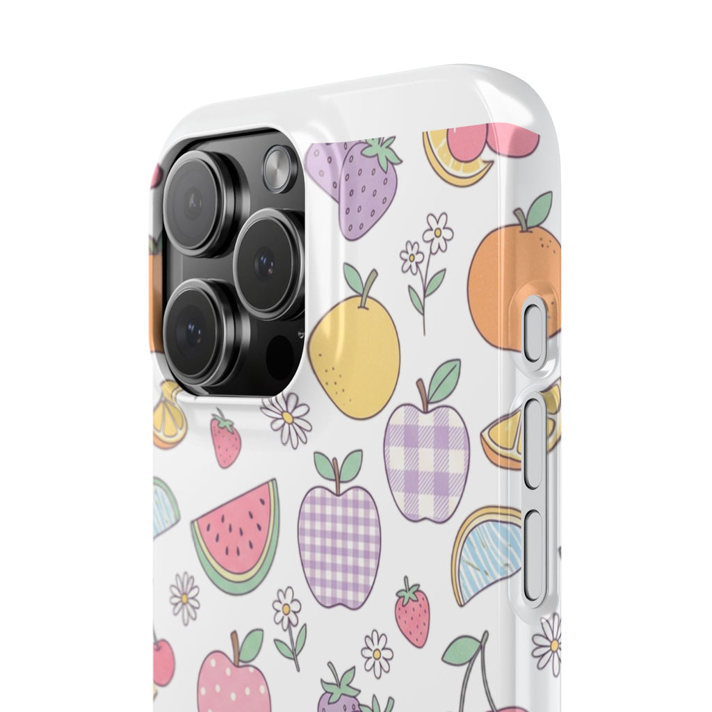 Pastel Fruit Slim iPhone Case — Watermelon, Apple & Strawberry